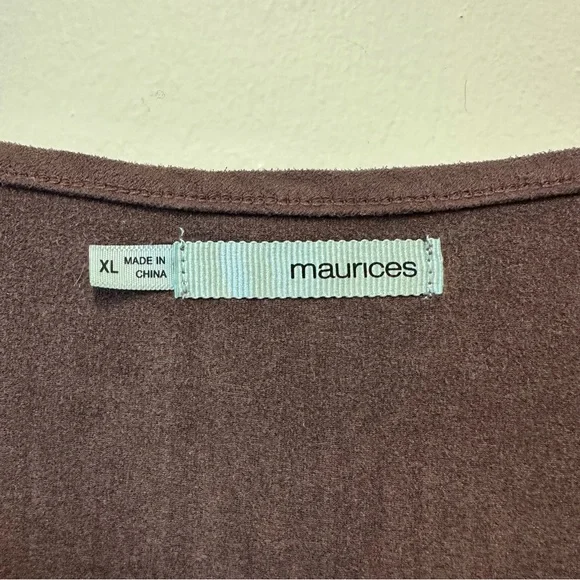 Maurices Chocolate Brown Cold Shoulder Blouse with Cutout Lace Sleeves - Picture 4 of 8